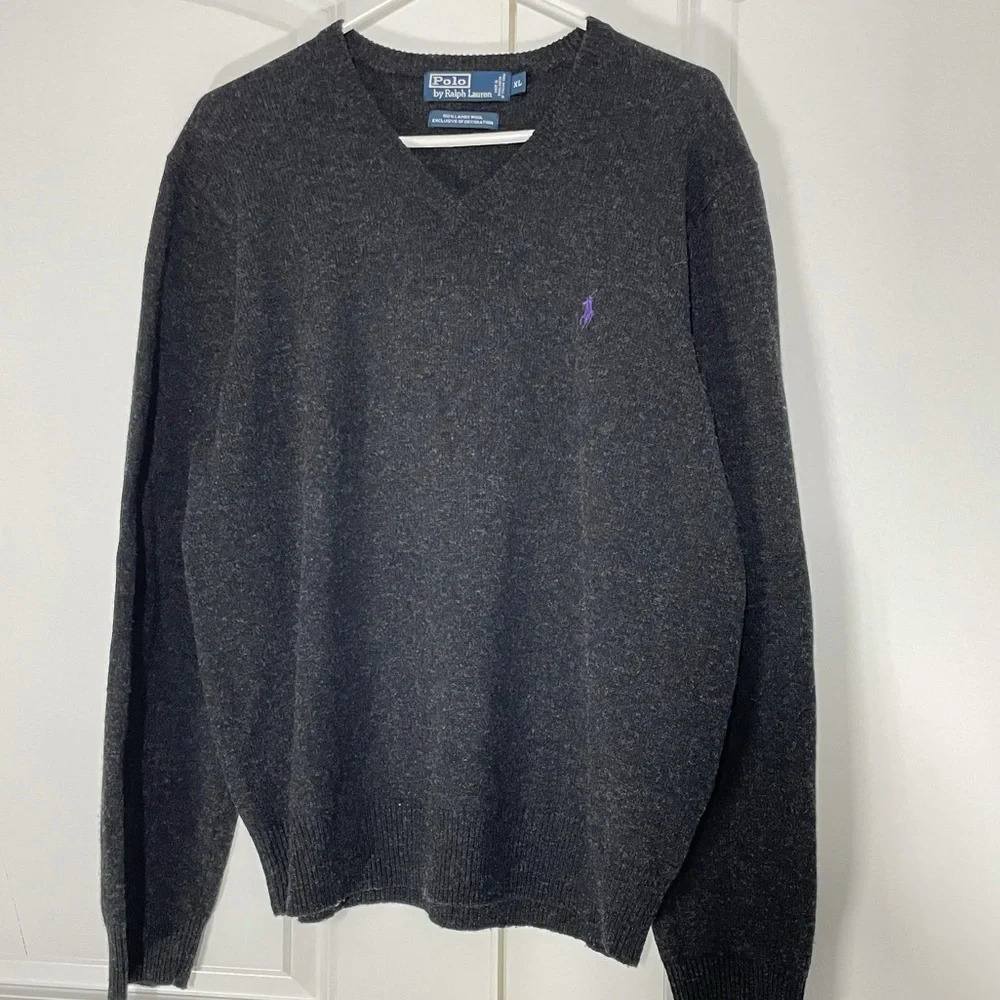 Polo by Ralph Lauren Men’s 100% Lambswool V Neck Essential Sweater size …